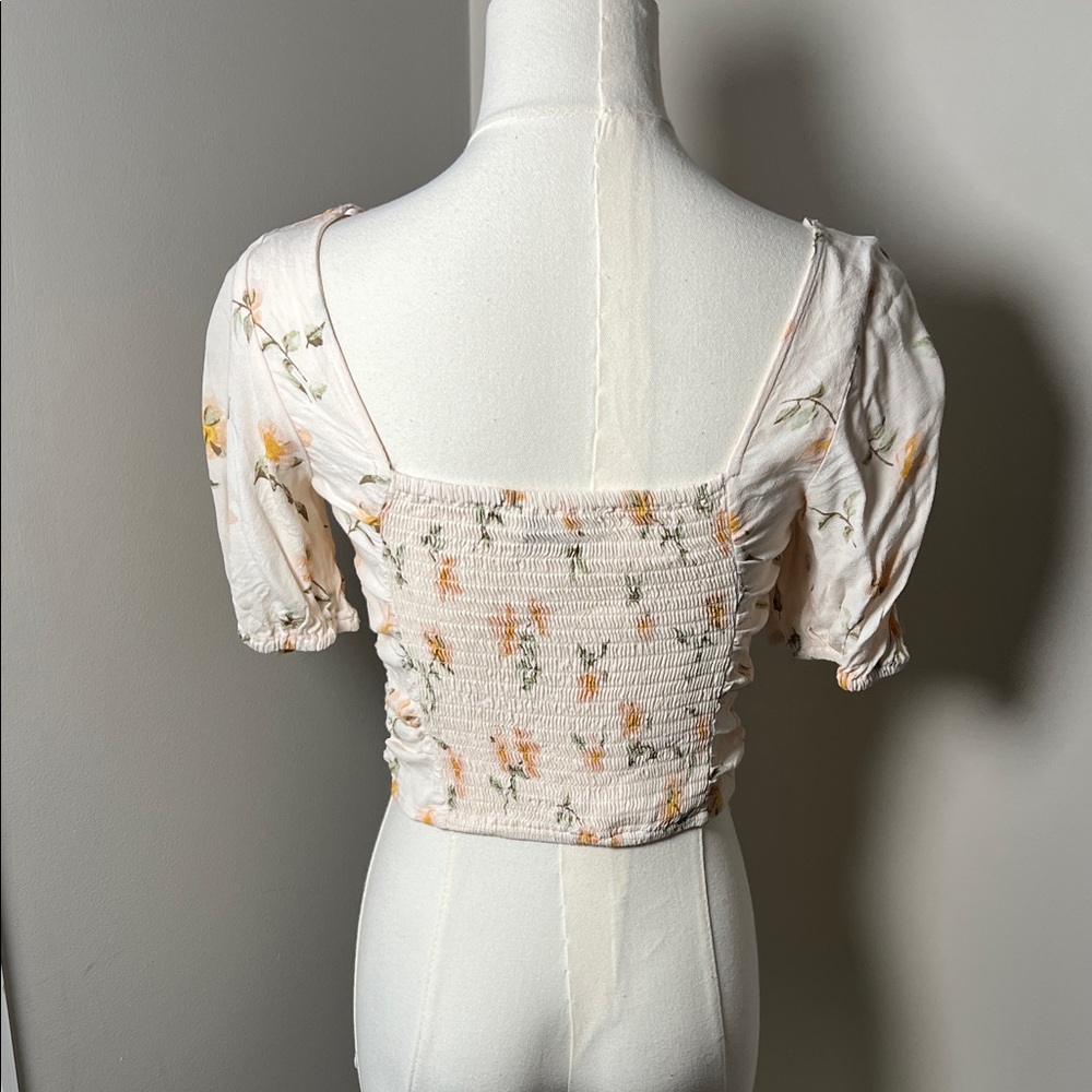 Sophie Rue Cream Floral Ruched Blouse - Picture 3 of 4